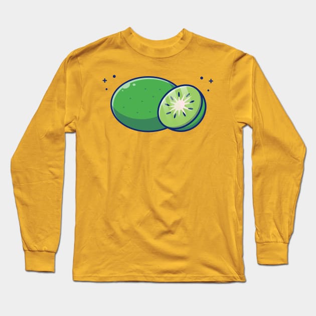 Kiwi And Slices Of Kiwi Cartoon Long Sleeve T-Shirt by Catalyst Labs